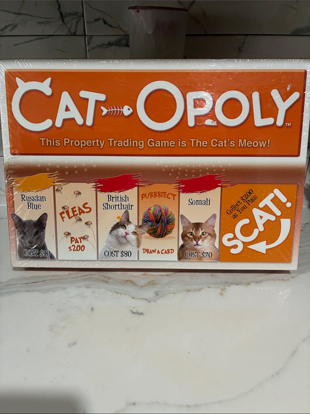 Hasbro Cat-opoly Orange & White Cat Game Box Artwork